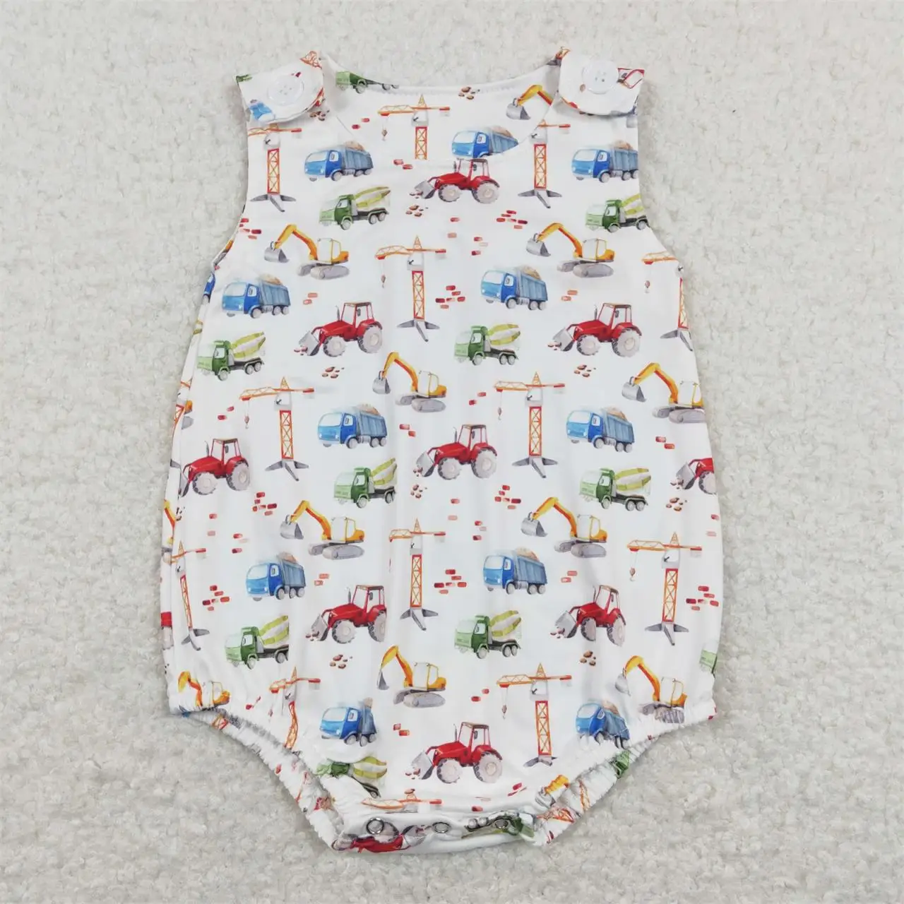 Wholesale Toddler Baby Boy Tractors Trucks Romper Newborn Summer Sleeveless Bubble One-piece Kids Children Hunting Clothing