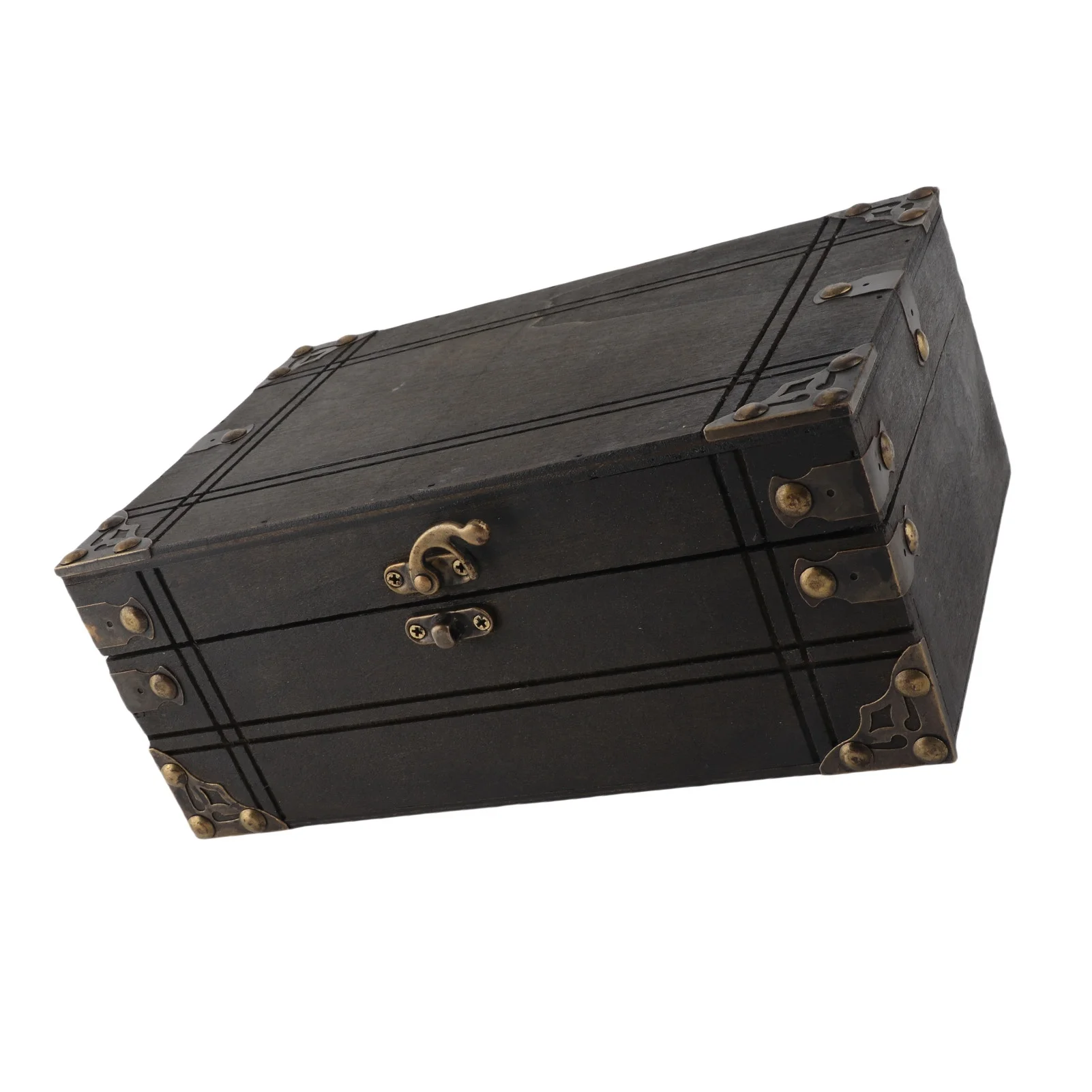 Vintage Storage Container Delicate Elegant Wooden Keepsake Box for Jewelry Gift Crafts Grayish Brown Without Lock