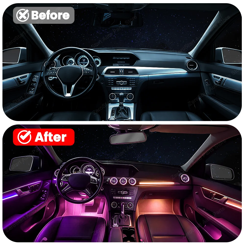 LED Vent Colorful Galaxy Style Atmosphere Light For Mercedes Benz C-Class W204 Car Automotive Interior SupplRGB Fantasy Colors