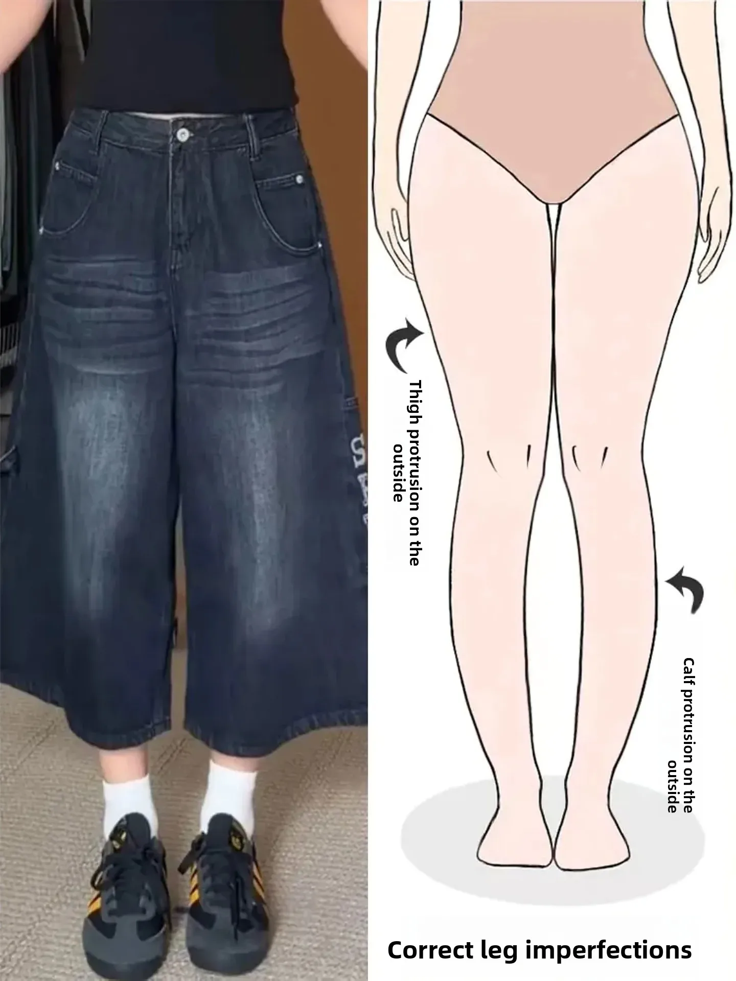 

Ретро-джинсы с американским буквенным принтом, широкие, женские, летние, новые, свободные, укороченные (7/8), для фигуры типа «груша», повседневные