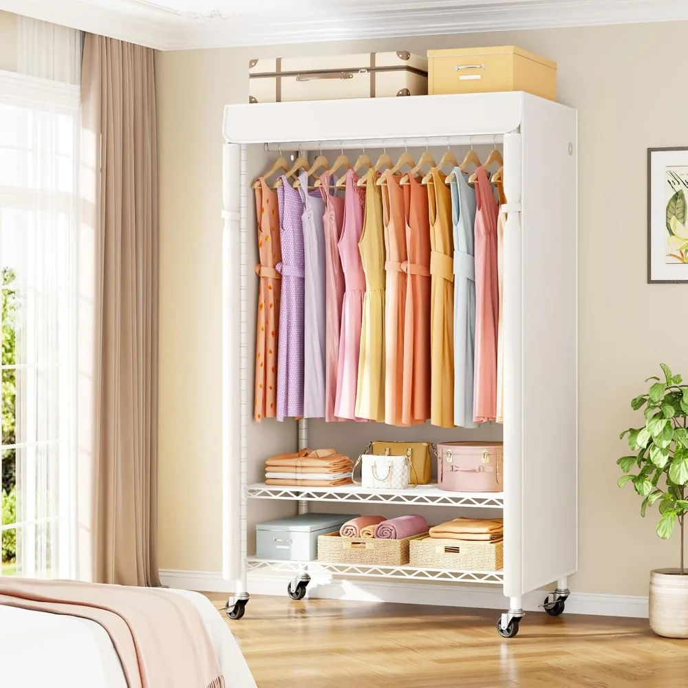 رف ملابس محمول مغطى عالي التحمل للتعليق، خزانة تخزين الملابس الدوارة P6C #2