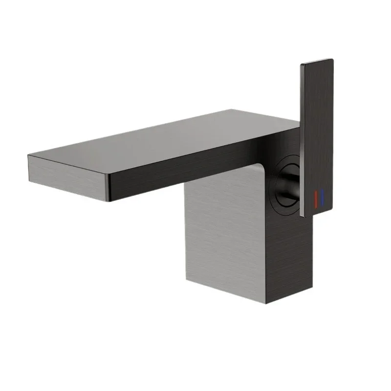 

Square Waterfall Basin Faucet, All Copper Hotel Household Bathroom Washbasin Waterfall Faucet