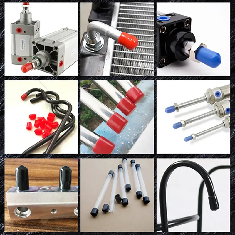 Hongtu بولي كلوريد الفينيل غمد لينة غطاء سيليكون المطاط نهاية قبعات غطاء أسود كم الأختام سلك كابل 3mm4mm5mm6mm8mm10mm12mm خيط بلاستيكي