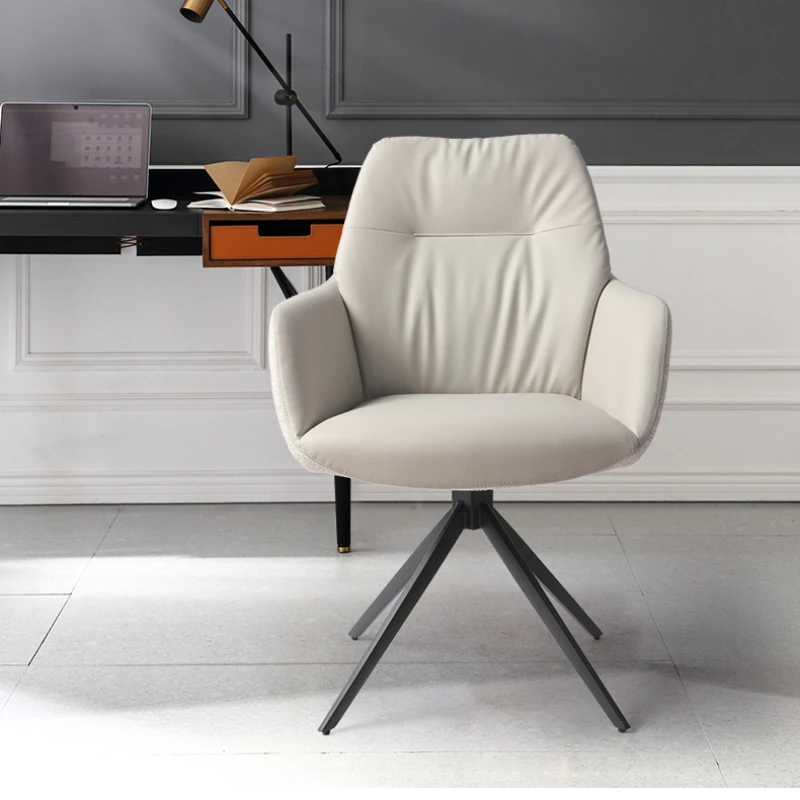 Italian Light and Luxurious Computer Chair, Comfortable and Long Sitting, Study, Imitation Leather Office Backrest Furniture