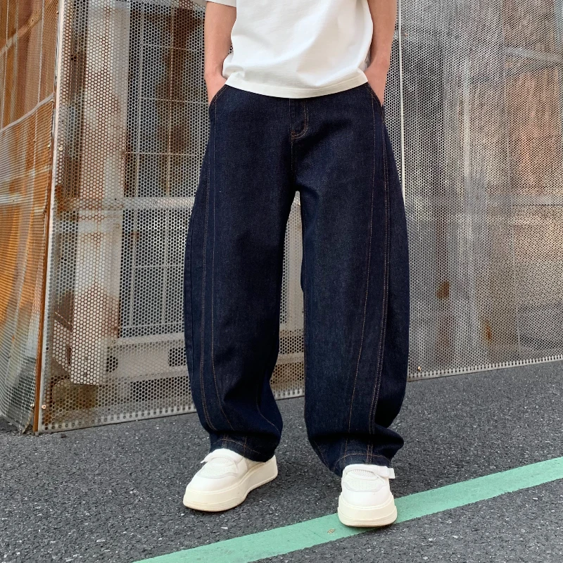 

new fashion baggy all-match straight leg dark blue wash jeans