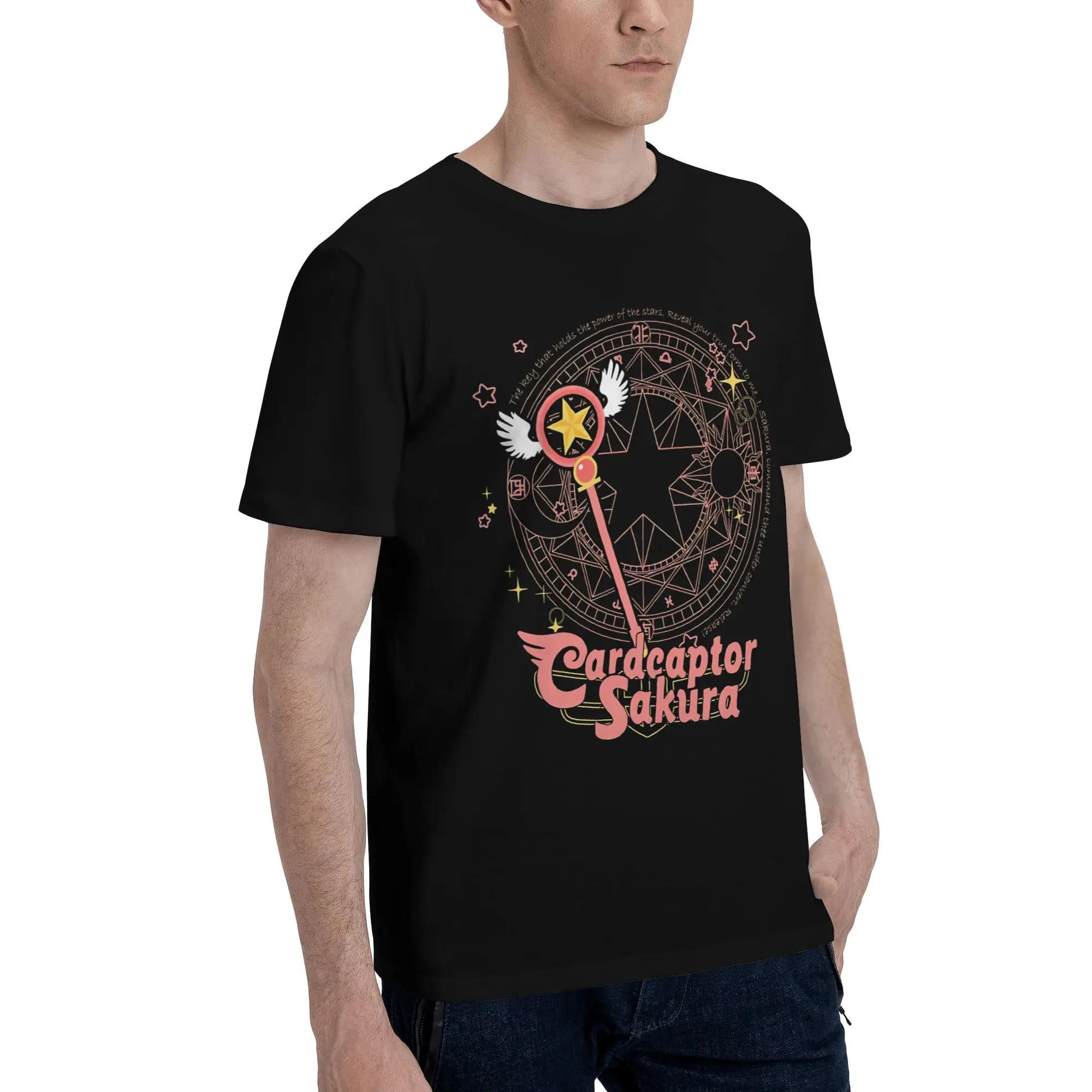 CCS   Magic Circle  Novelty 100% Cotton T-Shirt Bandai Cardcaptor Sakura Tops Tees For Men