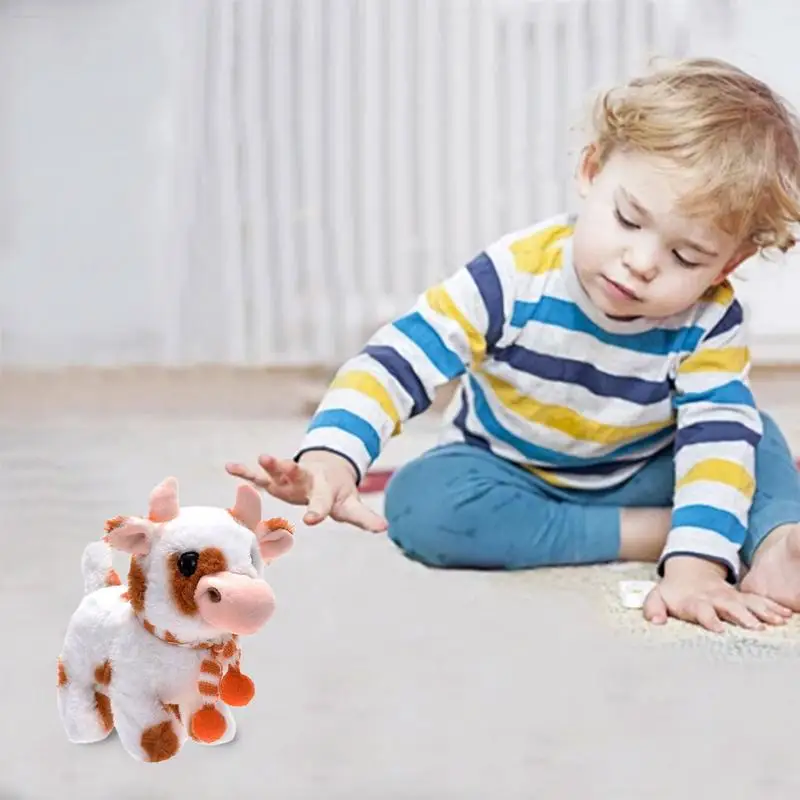 Toy Cows Electronic Pet Animal Plush Cow Battery Operated Cattle Toy With Sounds Learning And Educational Toy Interactive For