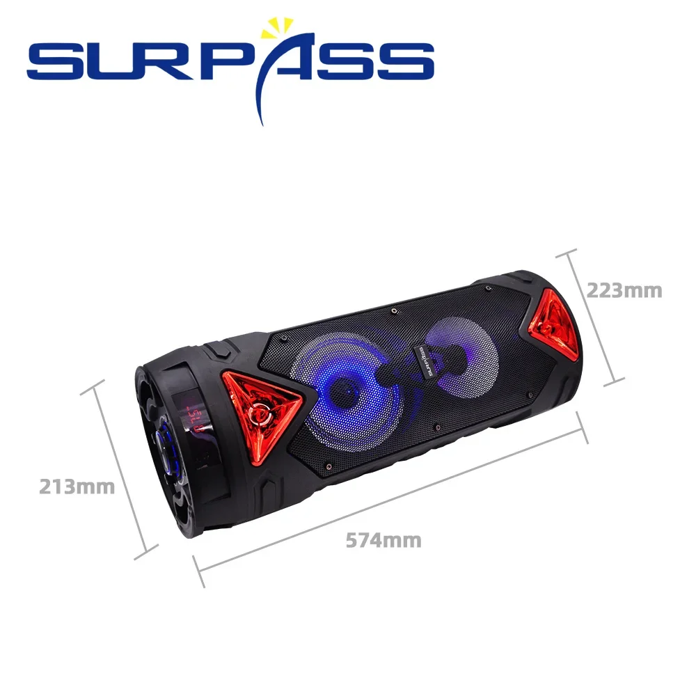 Dual 6.5 นิ้ว 30W BT ลําโพงไร้สายแบบพกพาคอลัมน์สเตอริโอเบสวูฟเฟอร์ Blue-tooth Music Center เสียงกล่องสนับสนุนไมโครโฟนวิทยุ FM