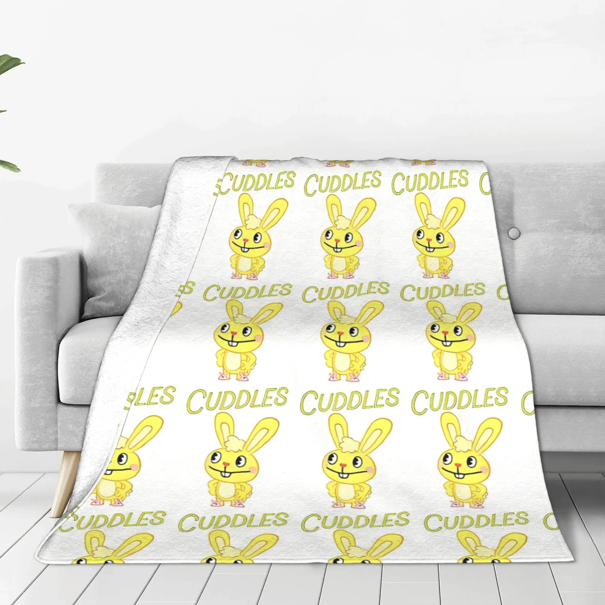 1PC Home Cute Room Decor Whimsical Hare Character  Blanket Throw Blanket Happy Tree Friends Novelty Warm Blanket All Season