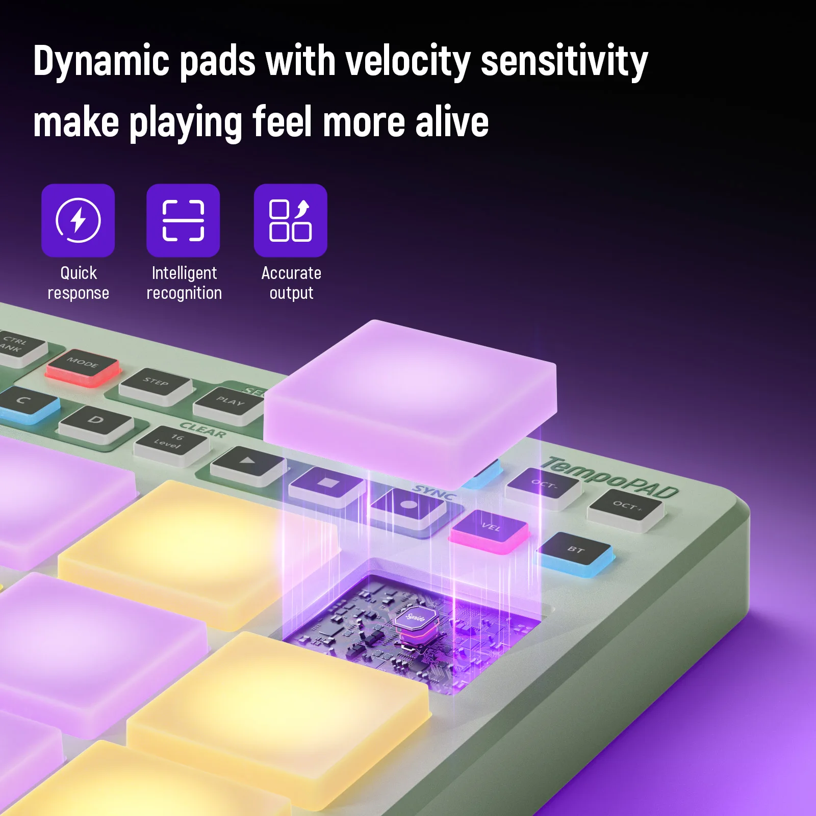 Synido TempoPAD C16 Wireless MIDI Pad Controller,16 RGB Beat Pad