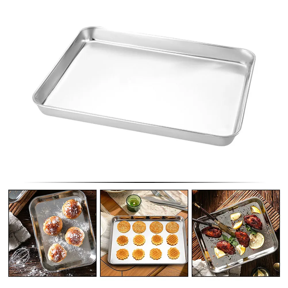 

Stainless Steel Baking Pan 9X13 Inch Rectangle Sheet Pan For Cake Cookie Pizza Roasting Dessert Tray Oven Safe Baking