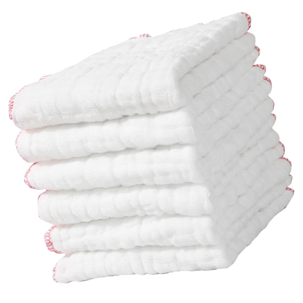 

6pcs White Thick Muslin Cotton Cleaning Cloths Super Soft Absorbent Kitchen Dish Towels Scrubbing Cloth Home Use