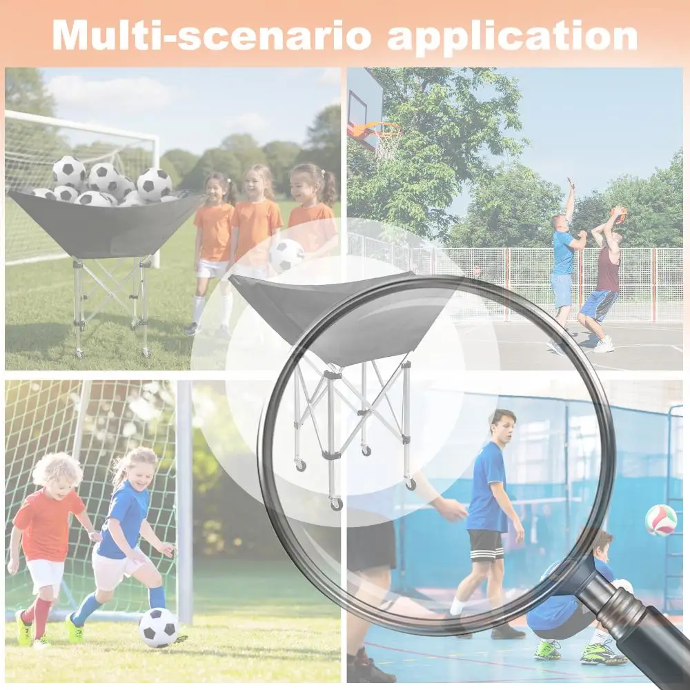 접이식 바퀴 달린 배구 카트, 바퀴가 달린 실용적이고 튼튼한 접이식 배구 공 바구니 카트(가방 포함)