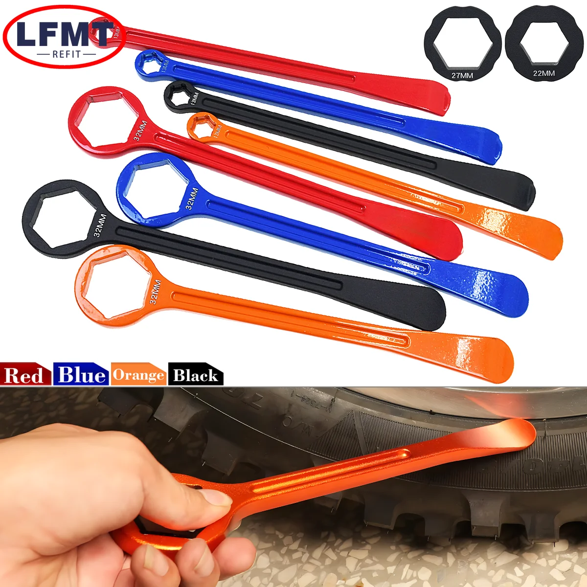Motocross Universal CNC 32mm 27/22mm 13/10mm Tire Lever Wrench Tool For KTM Husqvarna Husaberg Honda Suzuki Kawasaki Yamaha Beta