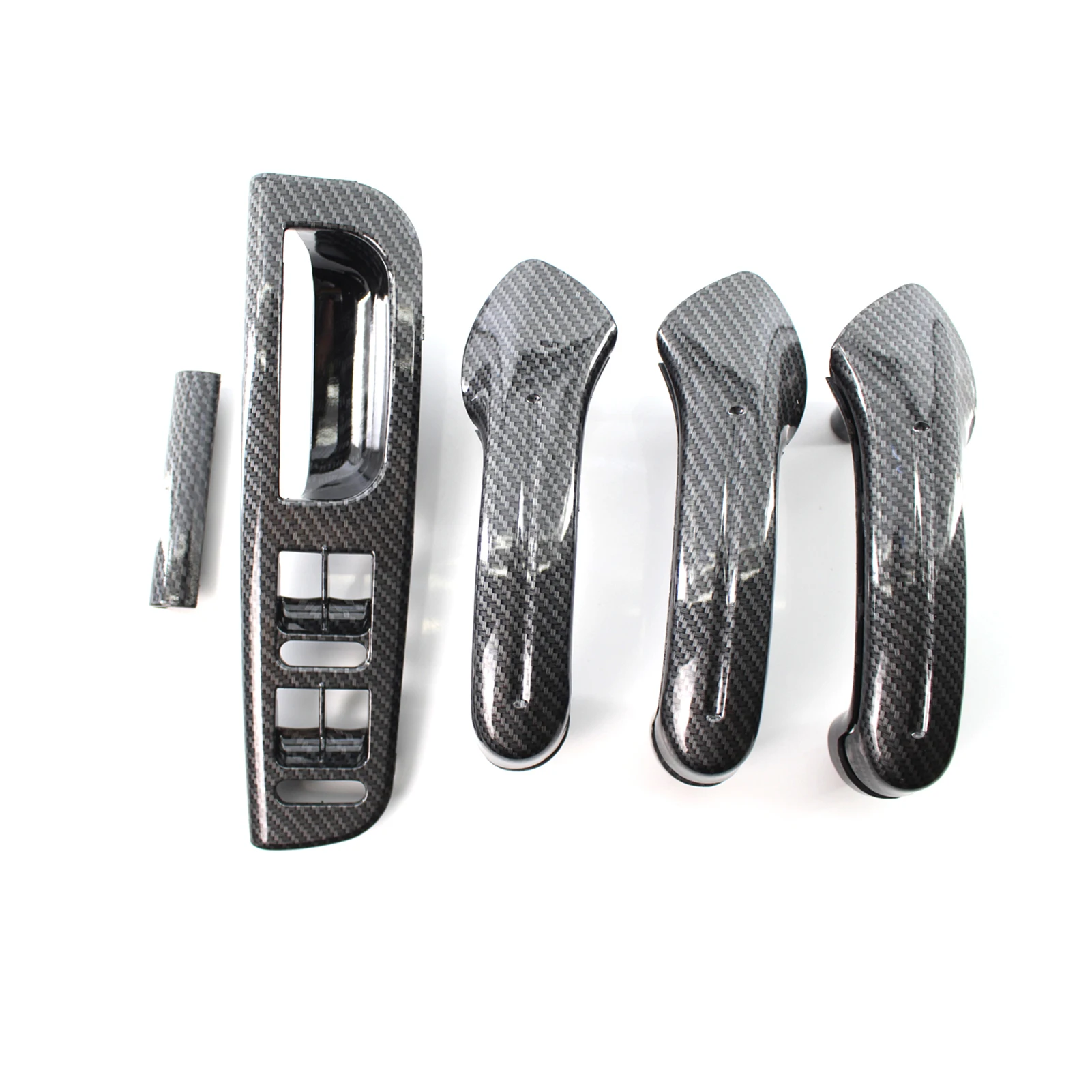 

Car Carbon Grain Master Window Switch Control Panel Trim Bezel +3 Interior Door Grab Handle Set for VW Jetta Golf MK4 1999-2004