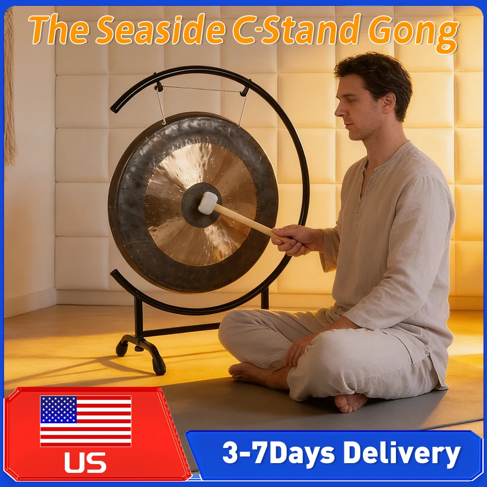 

18in Chinese Chau Bronze Gong Sound Healing Percussion with Mallet C-Stand Long Sustain for Yoga Therapy Relaxation Meditation