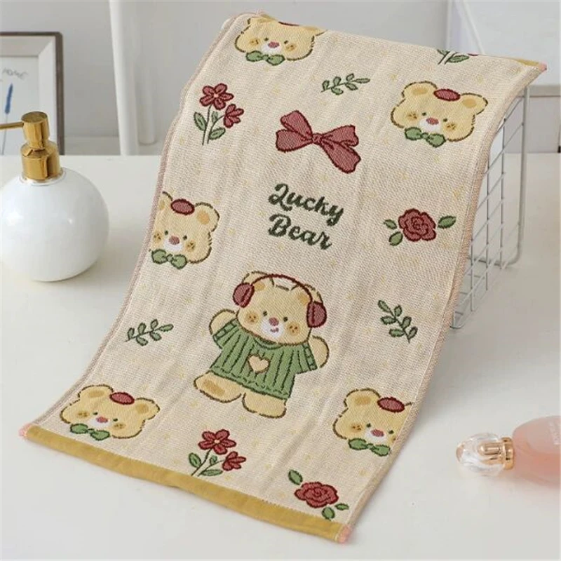 

Cartoon Hand Towels, Four-layer Cotton Gauze, for Bathroom, 3pcs, 5pcs, 25*50 cm, 6 Styles, Delicate