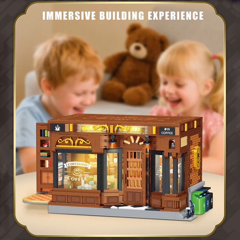 مقهى البيت وحدات المباني كتل مدينة عرض الشارع شقة مخزن العمارة الطوب أطقم منمذجة الكبار طفل هدية 1904 قطعة #2