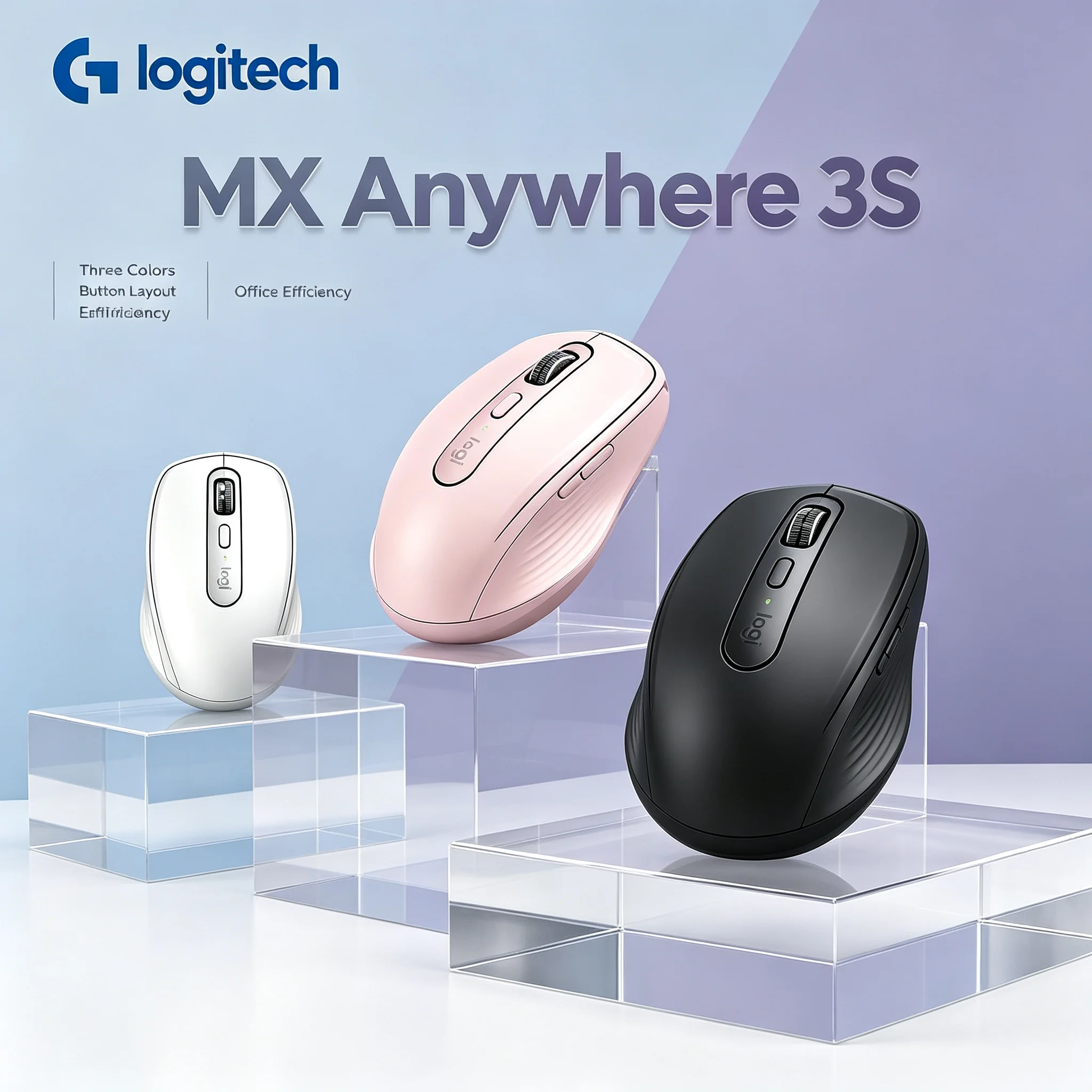 Logitech MX Anywhere 3S Wireless Bluetooth Mouse Compatible Windows Mac Chrome OS Laptop Mice