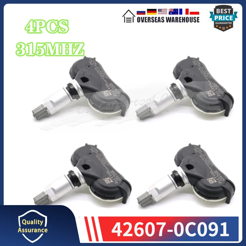 

42607-0C091 TPMS TIRE AIR PRESSURE SENSOR For 2018-2020 Toyota Sequoia Tundra 315MHZ Tyre Pressure Monitoring System Sensor 4PCS