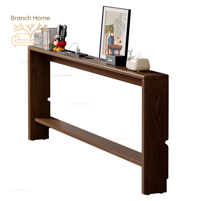 Solid wood bedside long storage cabinet, extremely narrow shelf at the end of the bed, bedroom bedside backrest