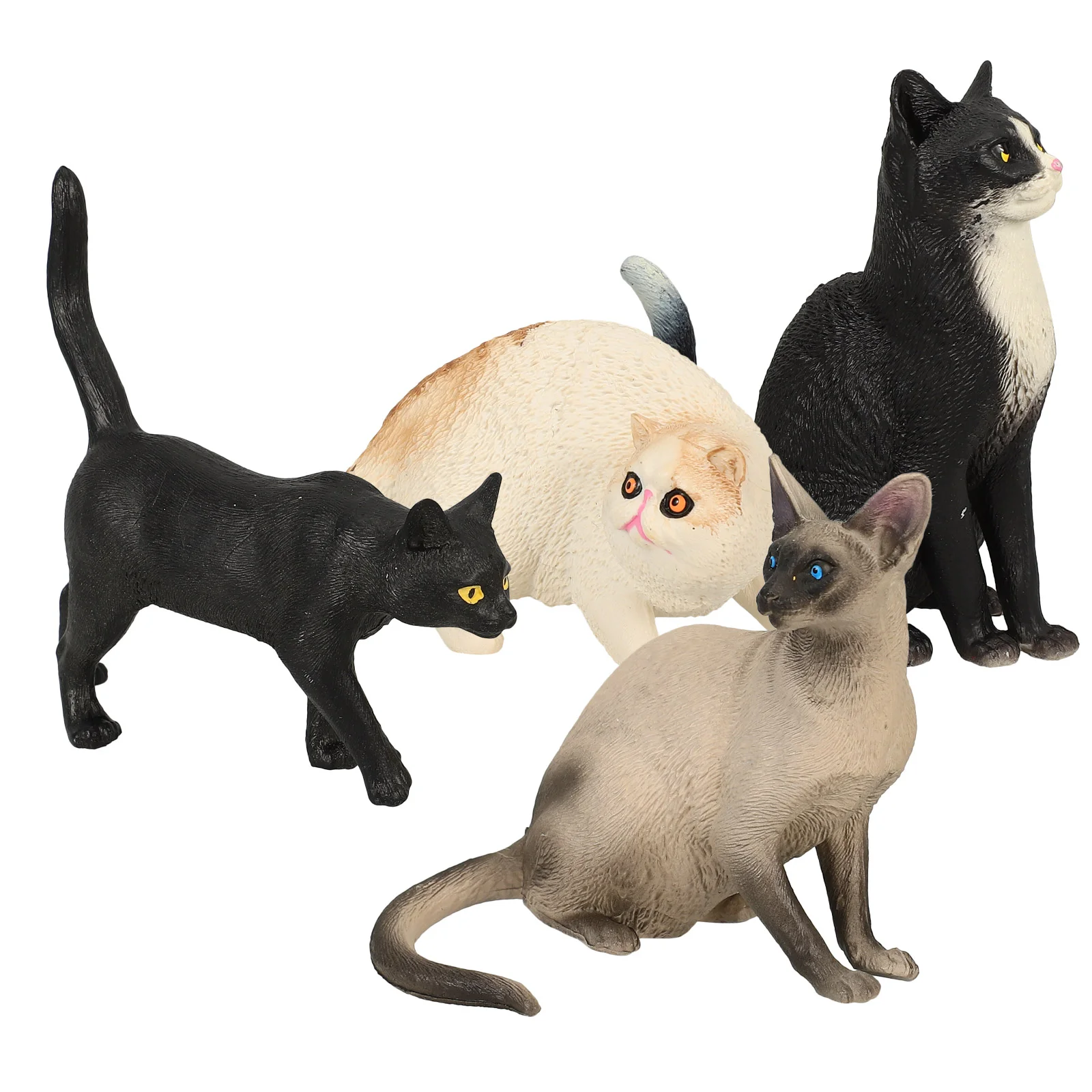 

4 Pcs Litter Cat Model Statue Ornament Realistic Animal Toys Plastic Decoration