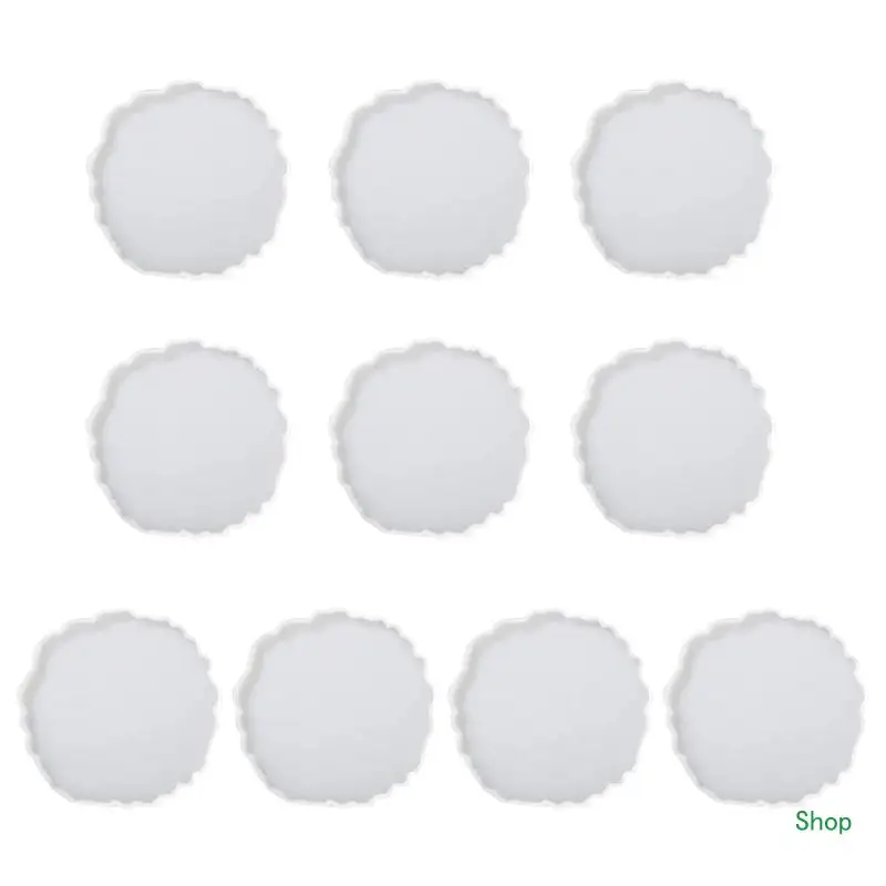 Dropship 10 Pcs Crystal Slice Mold Glossy Mug Pad Resin Casting Mold Jewelry Decorative Making Epoxy Silicone