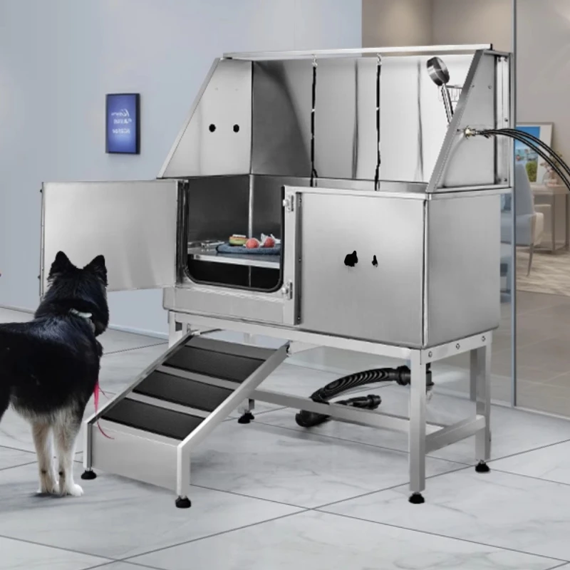 

Multifunctional 50-inch professional large stainless steel pet, dog bath grooming tub with faucet walk-in ramp