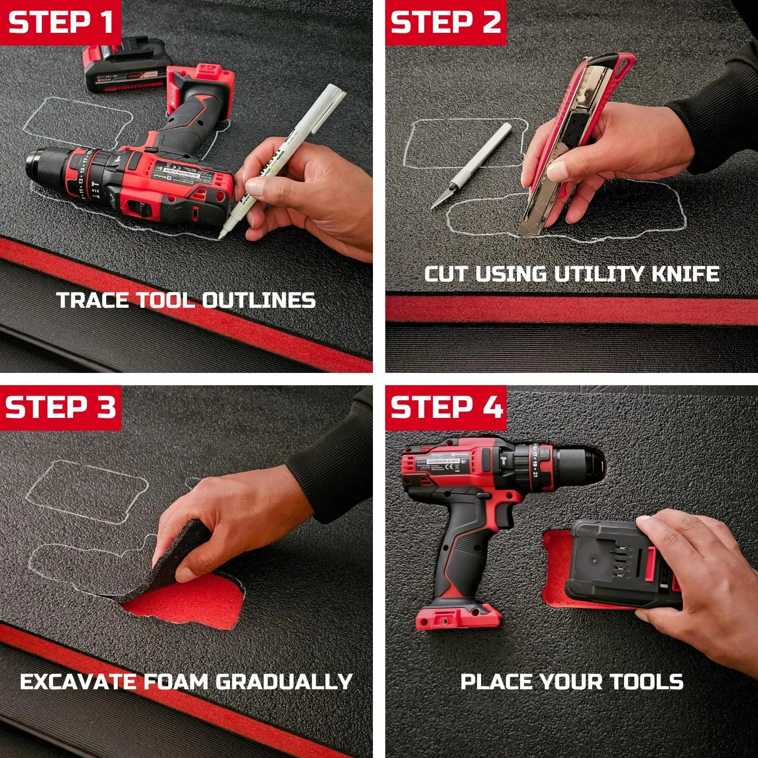 إدراجات واقية من الإسفنج لصندوق الأدوات، رغوة أدوات البولي إيثيلين للحافظات، إدراج وسادة لصناديق الأدوات للتغليف والحرف اليدوية
