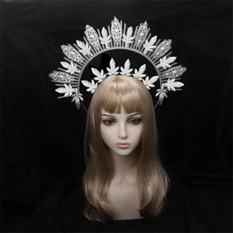 652F نساء Tiaras عقال DIY حقيبة المواد التاج Halohairband الحزب الأزياء خمر الكنيسة الرأس الإكسسوارات شعر الإناث #5
