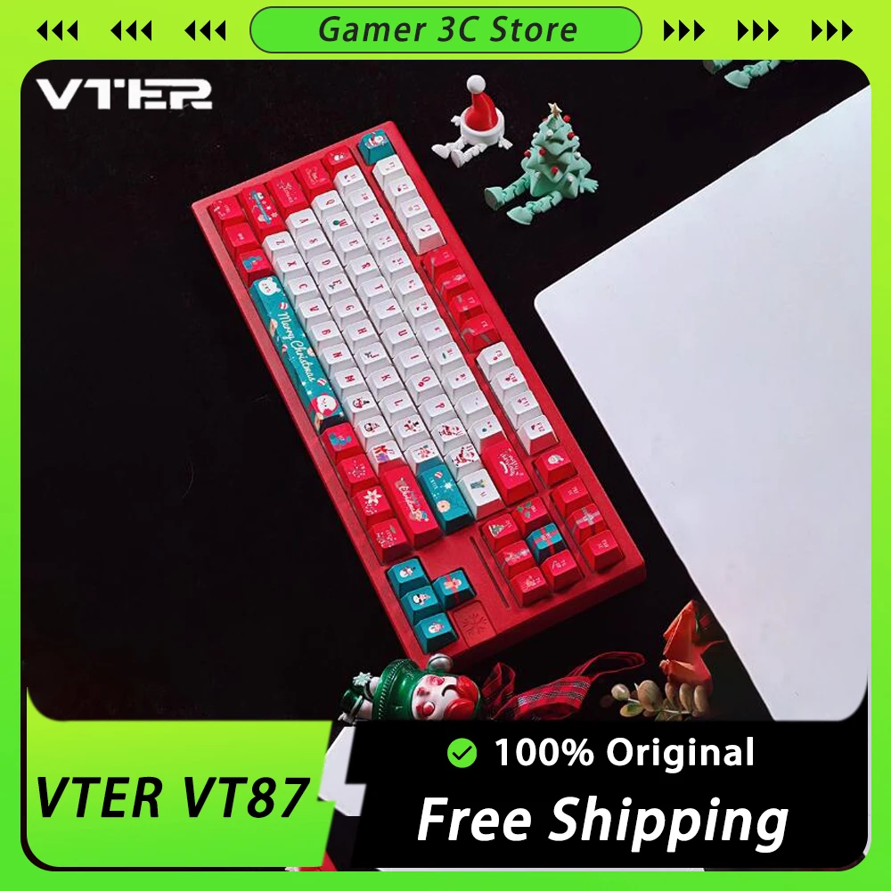 Feker VT87 Mechanical Keyboard Aluminum Alloy 3 Mode Keyboard RGB Hot Swap Backlight PC Customization Christmas PC Office Gift