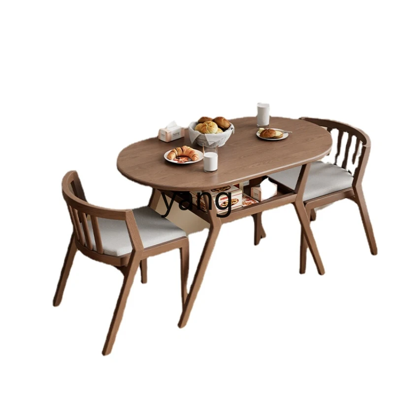 

CX Solid Wood Dining Table New Chinese Style Wall Retractable Oval Dining Table Restaurant Small Apartment