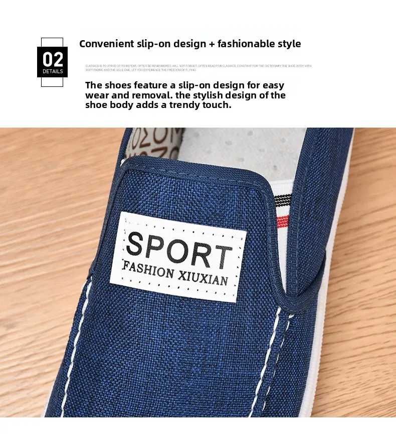 Herren-Slipper aus Canvas, atmungsaktives Obermaterial, leichte, rutschfeste Gummisohle, Sport-Label-Dekor, flache Freizeitschuhe für den täglichen Gebrauch. – Detail 7