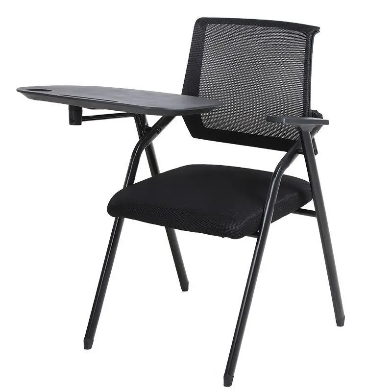 Office Chair With Writing Board Foldable Training Table Nordic Style Nonwoven Fabric & Steel Frame Stackable 150kg Load Capacity