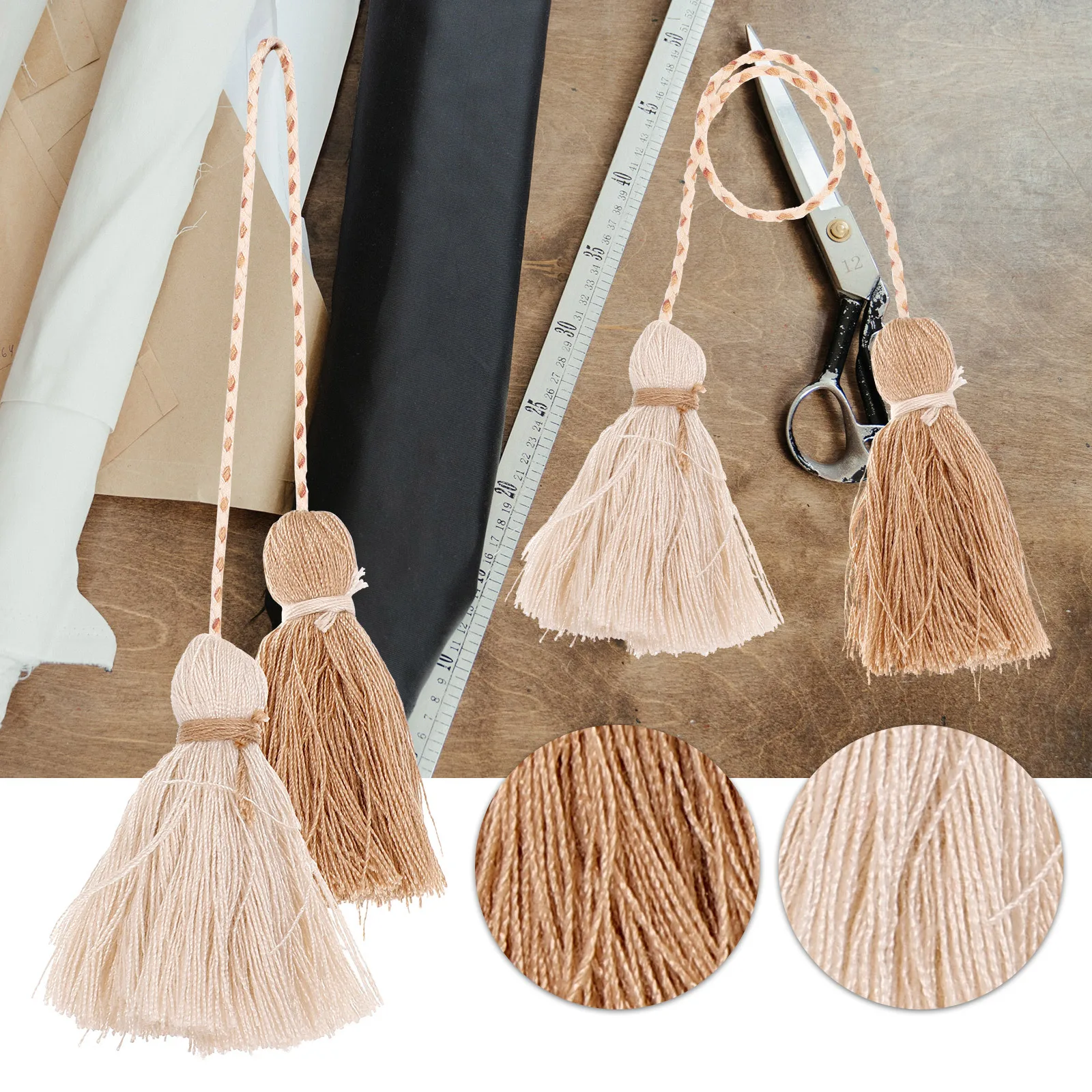 

2pcs Handwoven Cotton Tassel Diy Accessories For Curtain Pillow Craft Decor Tassel Pendant Keychain Hanging Ornament Tassels For