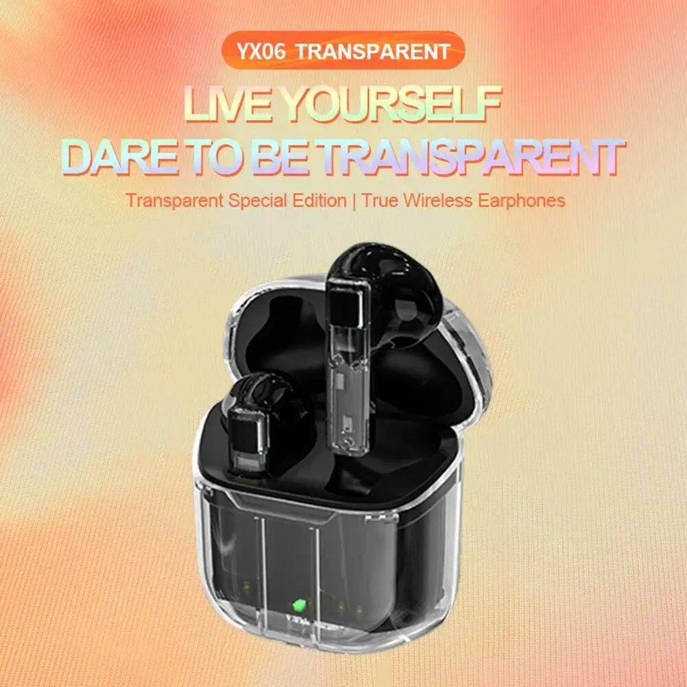 

TWS YX06 True Wireless Bluetooth Transparent Gaming Headphones Long Battery Life Low Latency Esports Headsets For Game Office