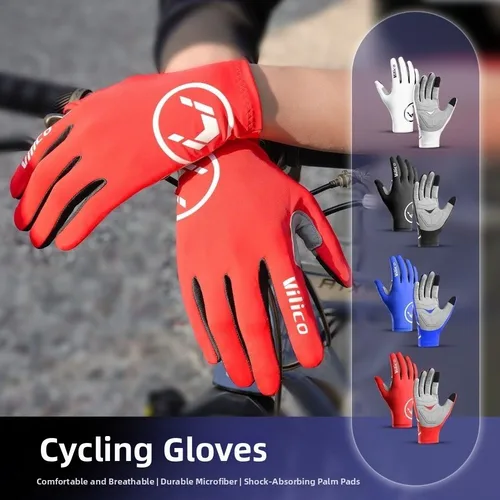 Guantes elásticos para ciclismo, manoplas antideslizantes con dedos completos para pantalla táctil, profesionales y cómodas