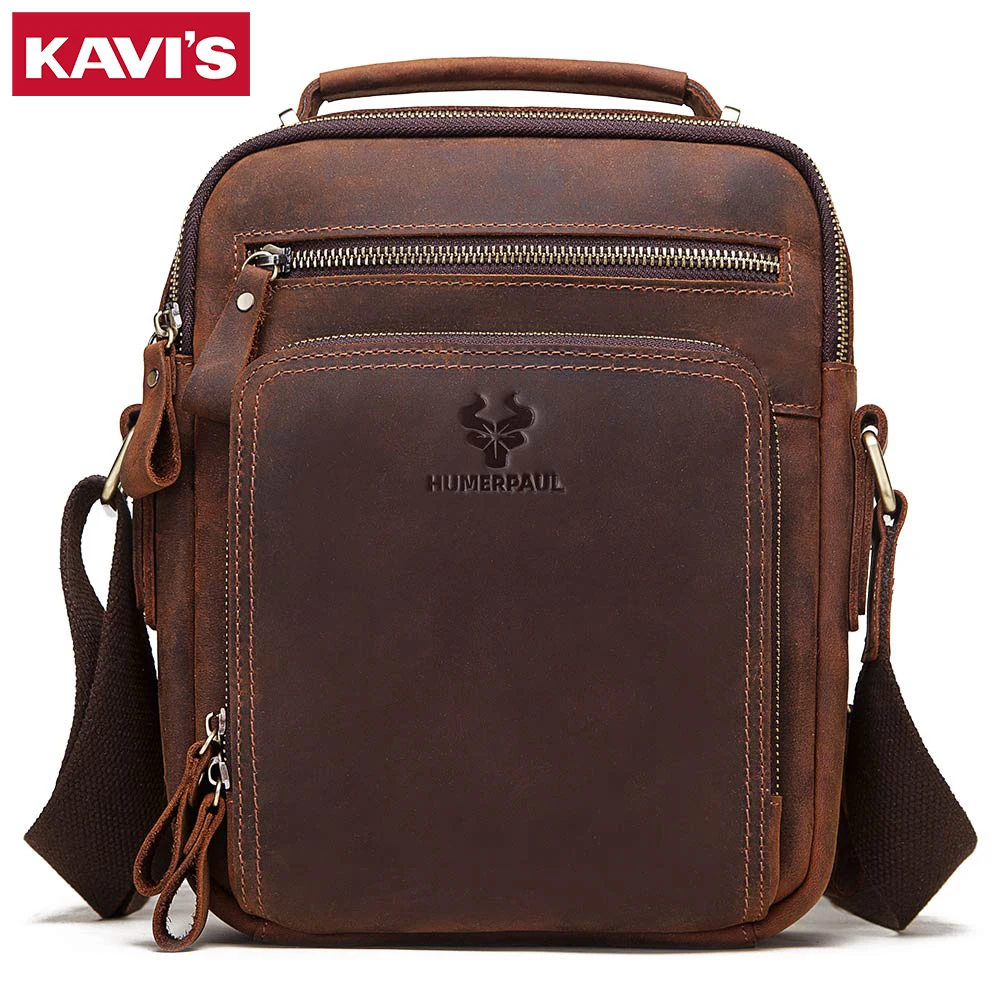 KAVIS Men's multi-layer messenger bag solid color shoulder bag large-capacity multifunctional adjustable flat storage bag