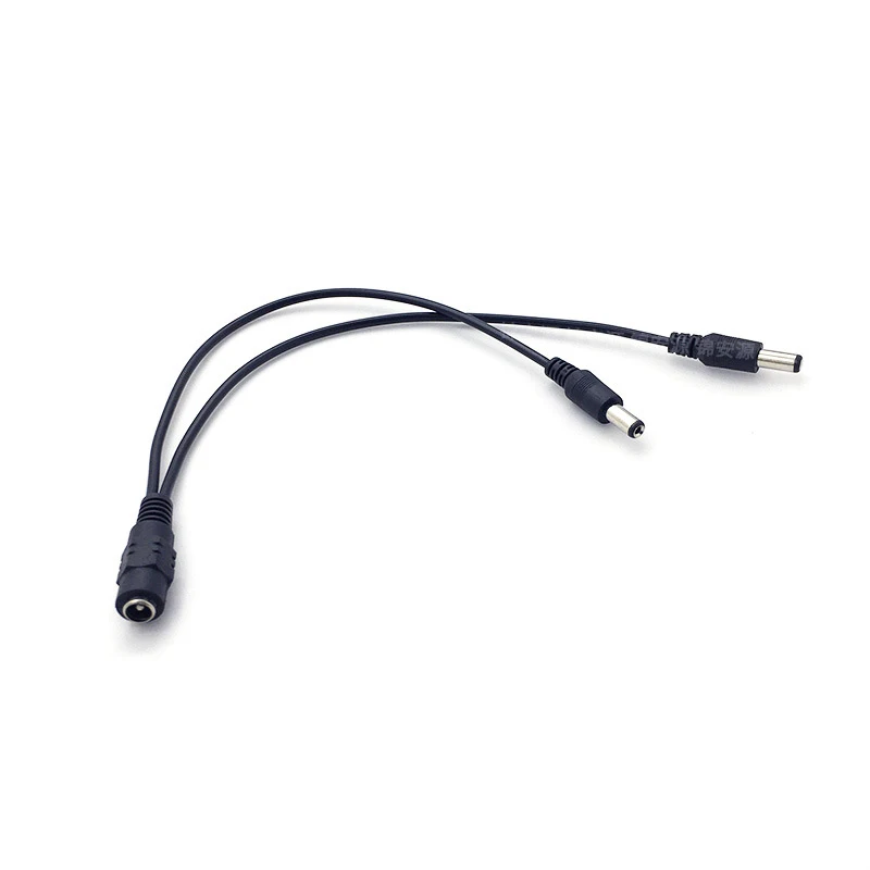 Cable divisor de alimentación de 5 piezas CC, 1 hembra a 2 macho, 2,1x5,5mm, para cámara CCTV, accesorios de seguridad DVR, tira de luz LED