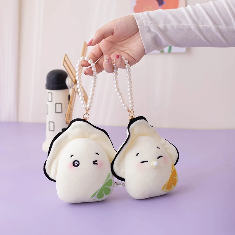 1Pc 10cm Funny Oysters Plush Pendant Toys Lovely Simulation Oysters With Pearl Chain Dolls Mobile Phone Bag Keychain Decor Gift