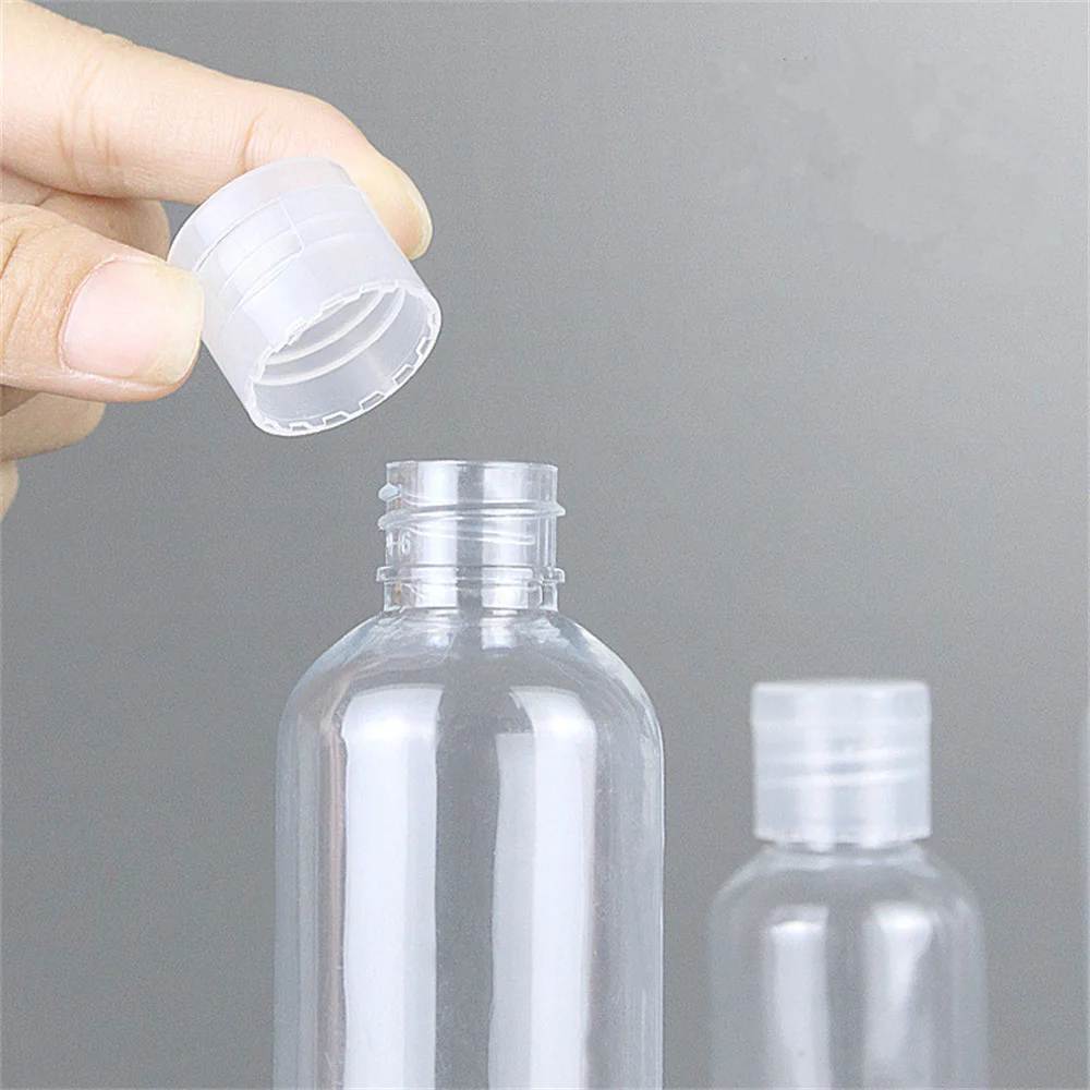 10pcs 5ml-500ml Plastic Travel Clear Flip Lid Lotion Bottles Empty Squeeze Bottle Shampoo Liquid Containers Makeup Vials Bottles