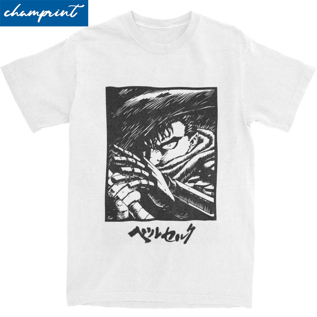 Berserks Guts (2) Tshirts Men's Cotton Tops Casual Round Neck Short Sleeve