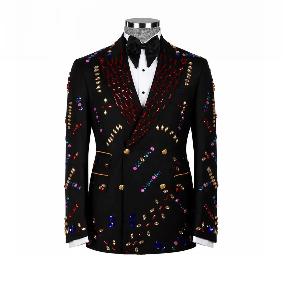 Rhinestone Decoration Men's Suit Exclusive Design , Party , Prom Men Tuxedo, Stone Embroidered Tuxedo Wedding Suit