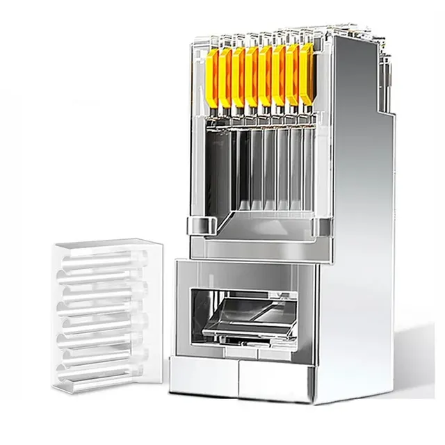 ZoeRax 50 sztuk złączy Cat6 RJ45, 2-częściowe końcówki RJ 45 Cat 6, wtyczka złącza Ethernet UTP 8P8C do kabla Cat6 Cat5e