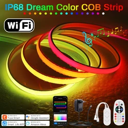 IP68 Dream Color COB Led Strip High Density Flexible Dimmable Addressable WiFi Smart Run Water WS2811 LED Lights TuYa Smart Life