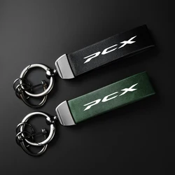 High-Grade leather Motorcycle Keychain Holder Keyring for HONDA PCX125 PCX 125 PCX150 PCX 150 Accessories