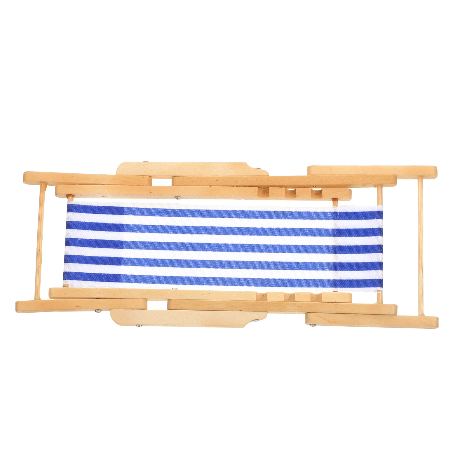 Mini Foldable Wood Beach Chair Tiny Longues Deck Chair Dollhouse Ornament Kits Craft Striped Furniture For Mini Garden Dollhouse