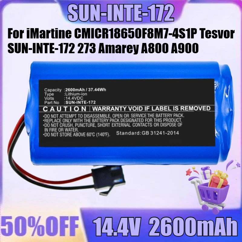 

2600mAh Battery for IMartine CMICR18650F8M7-4S1P Tesvor SUN-INTE-172 273 Amarey A800 A900 Coredy R500+ R300 R650 R3500