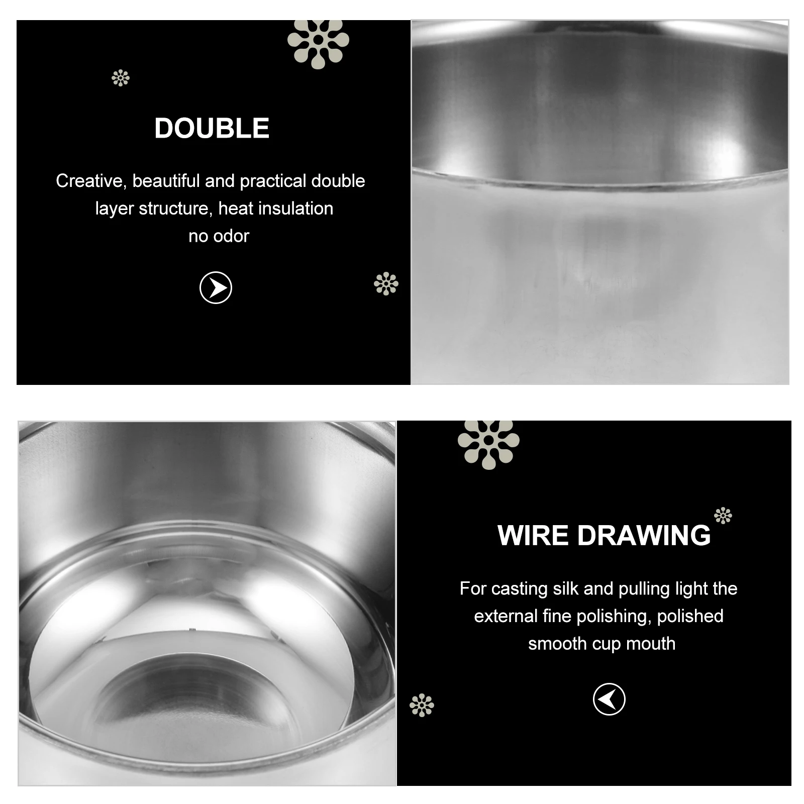

Double-Layer Glass Water Cup Kitchen Utensil Stainless Steel Sparkling Beverage Drinking