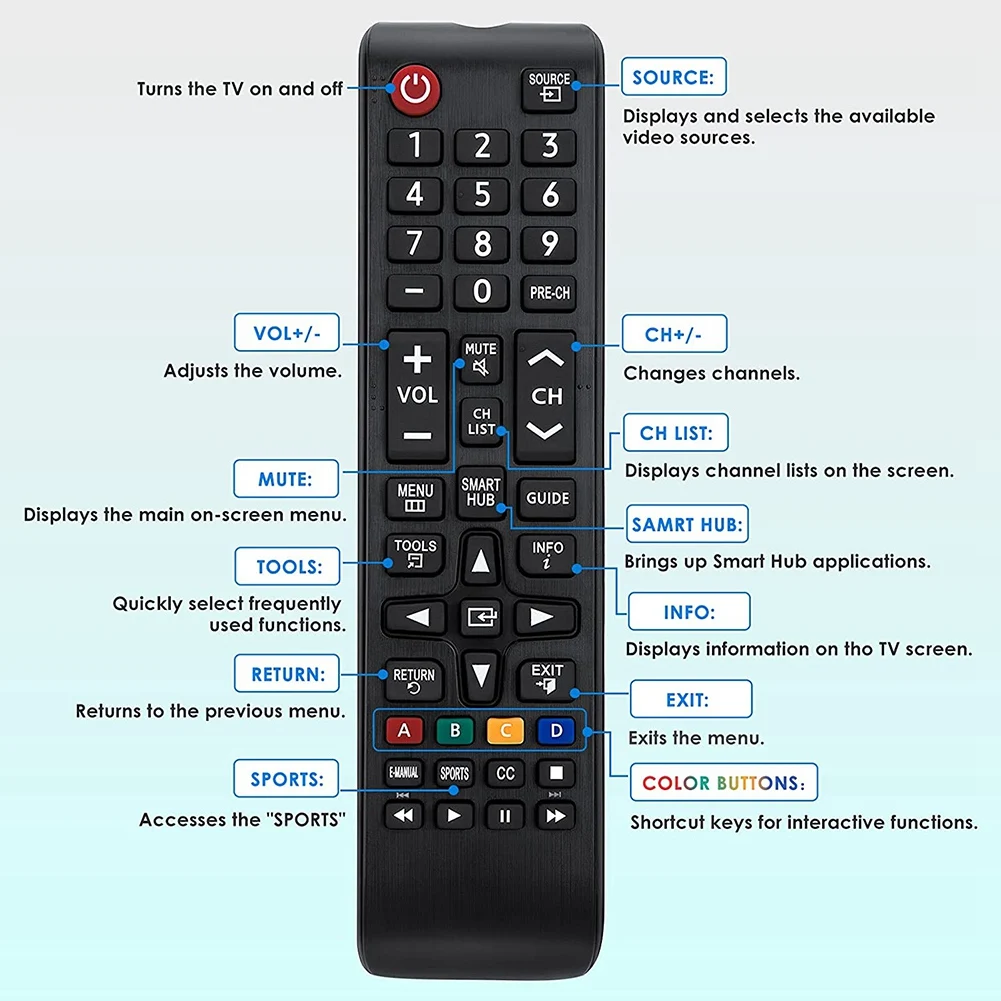 Télécommande pour Samsung-TV-Tout Samsung LCD LED HDTV 3D Smart TV BN59-01199F AA59-00666A AA59-00817A